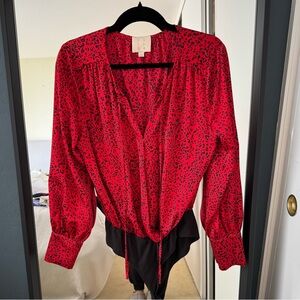Red Cheetah Print Silky Bodysuit – Boutique Find | Perfect Condition